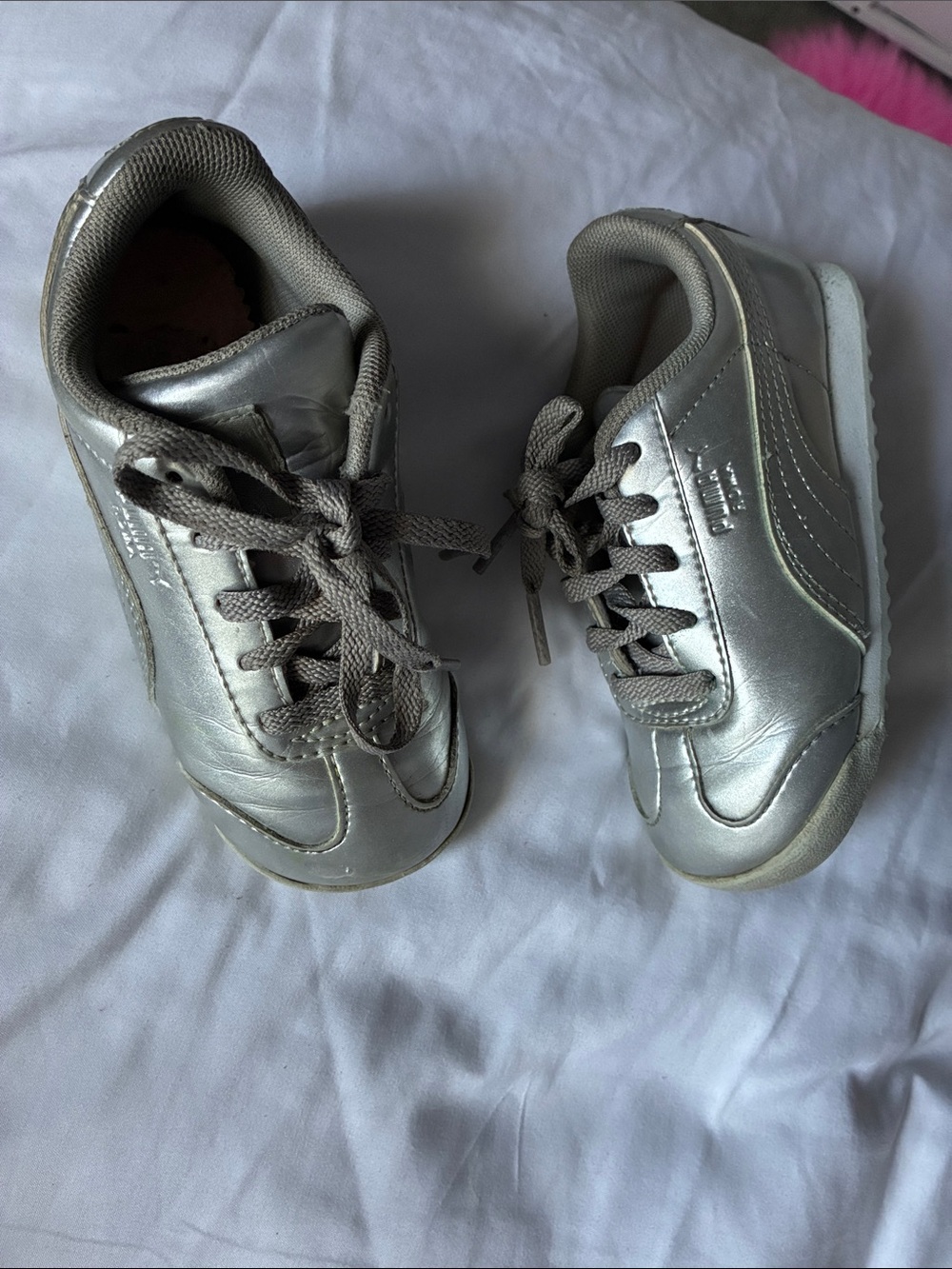 Puma Kids Silver Metallic Lace-Up Sneakers